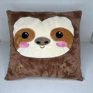 Cute Sloth Plush Pillow Cushion Explo World Soft Stuffed Animal Brown 16”